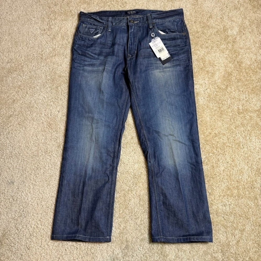 NWT Guess Lincoln Slim Jeans Mens 34x26.5 Slim Fit Low Rise Narrow Leg